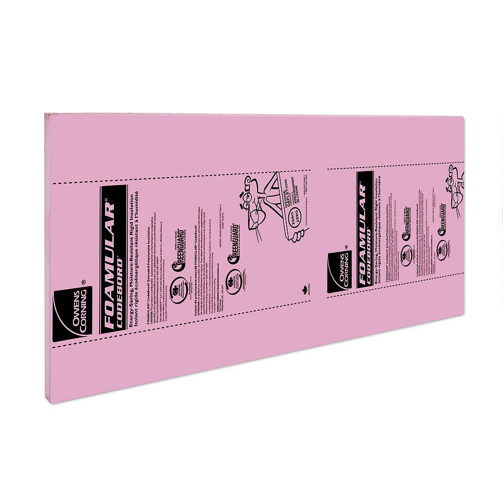 Owens Corning FOAMULAR CodeBord XPS Insulation 48-inch x 96-inch x 0.8 ...