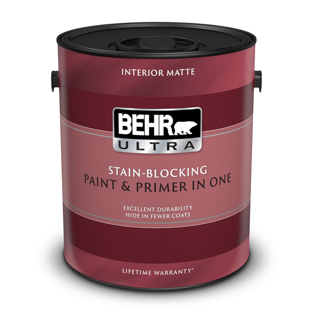 BEHR ULTRA Interior Matte Paint & Primer In One - Ultra Pure White, 3 ...