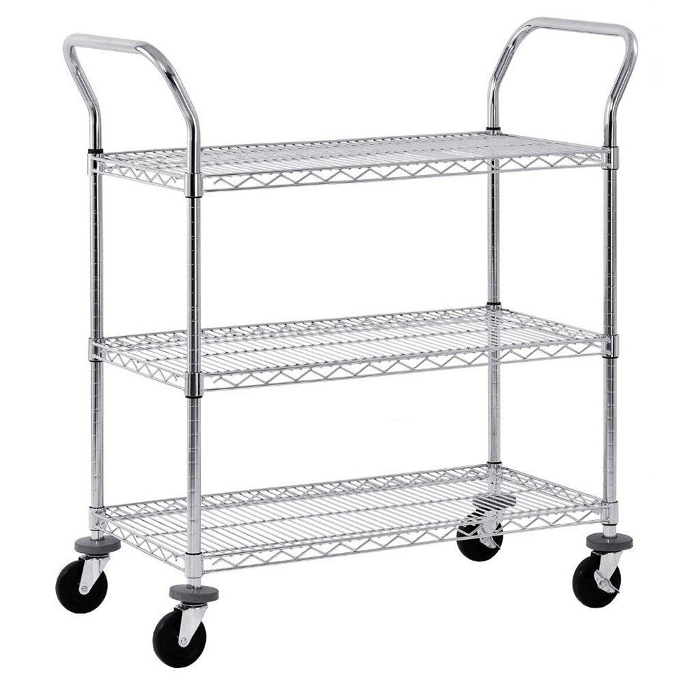 Sandusky 36inch x 24inch 3Tier Chrome Wire Utility Cart The Home