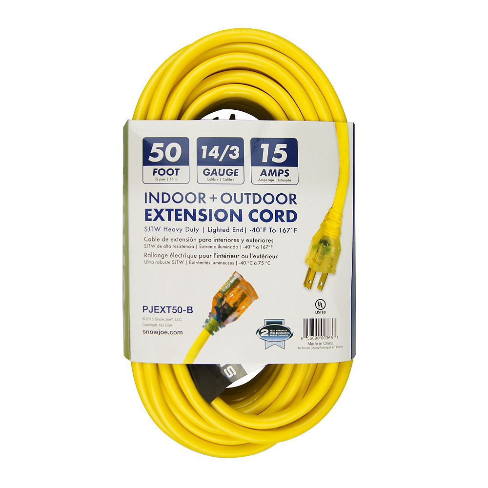 Sun Joe Power Joe 14 Gauge 50 Foot Low Temp Extension Cord with Lighted