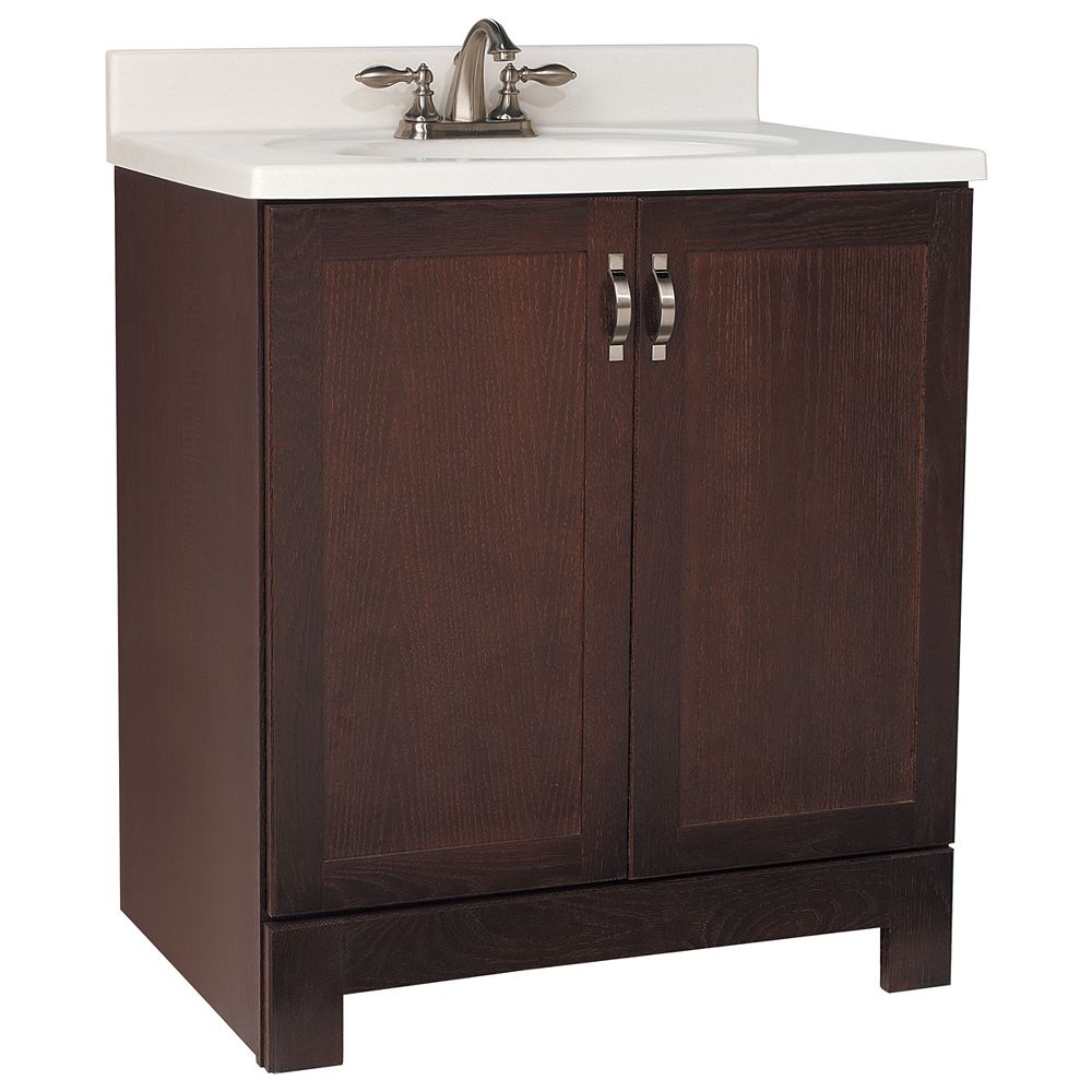 Glacier Bay 30 Inch Java Oak Gallery Vanity  The Home Depot Canada