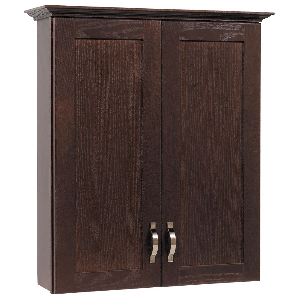 Glacier Bay 24 Inch Java Oak Bath Storage Cabinet The Home Depot Canada