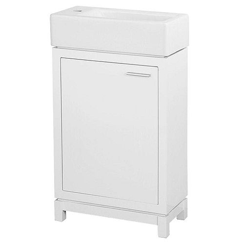 Kole 19-1/2-inch W x 10-inch D Bath Vanity in White with Fireclay Basin in White