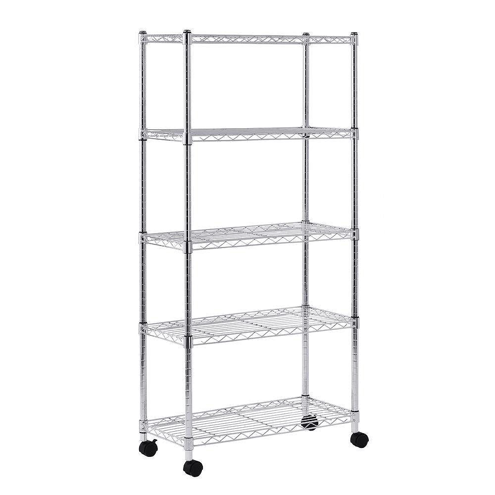 Sandusky 60 Inch H X 30 Inch W X 14 Inch D 5 Shelf Mobile Wire Commercial Shelving Unit In The Home Depot Canada