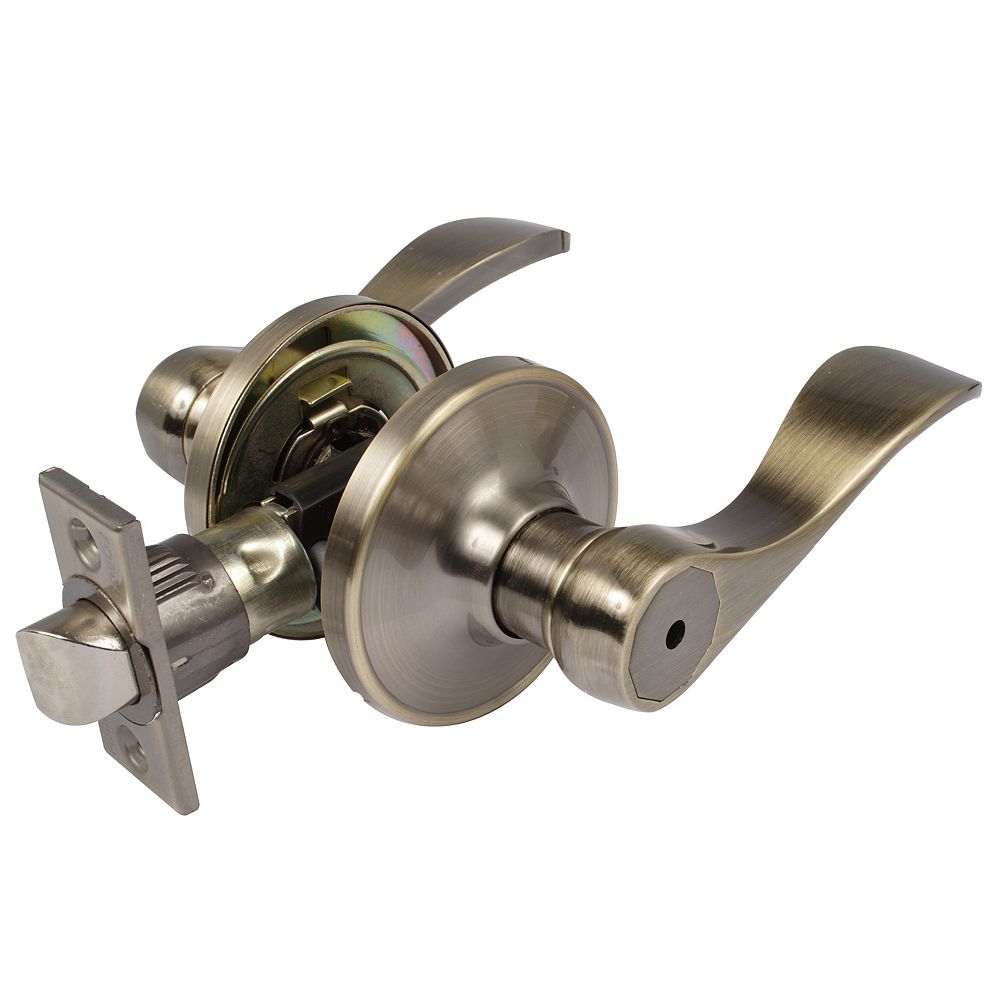 Megan Antique Brass Privacy Door Lever The Home Depot Canada