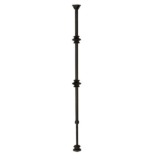 30 1/4-inch to 38-inch Satin Black Adjustable Wrought Iron Double-Knuckle Baluster