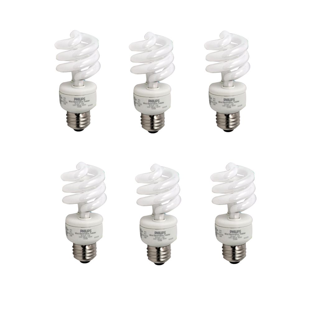 Philips 13W = 60W Daylight (6500K)Mini Twister CFL Light Bulb (6-Pack ...