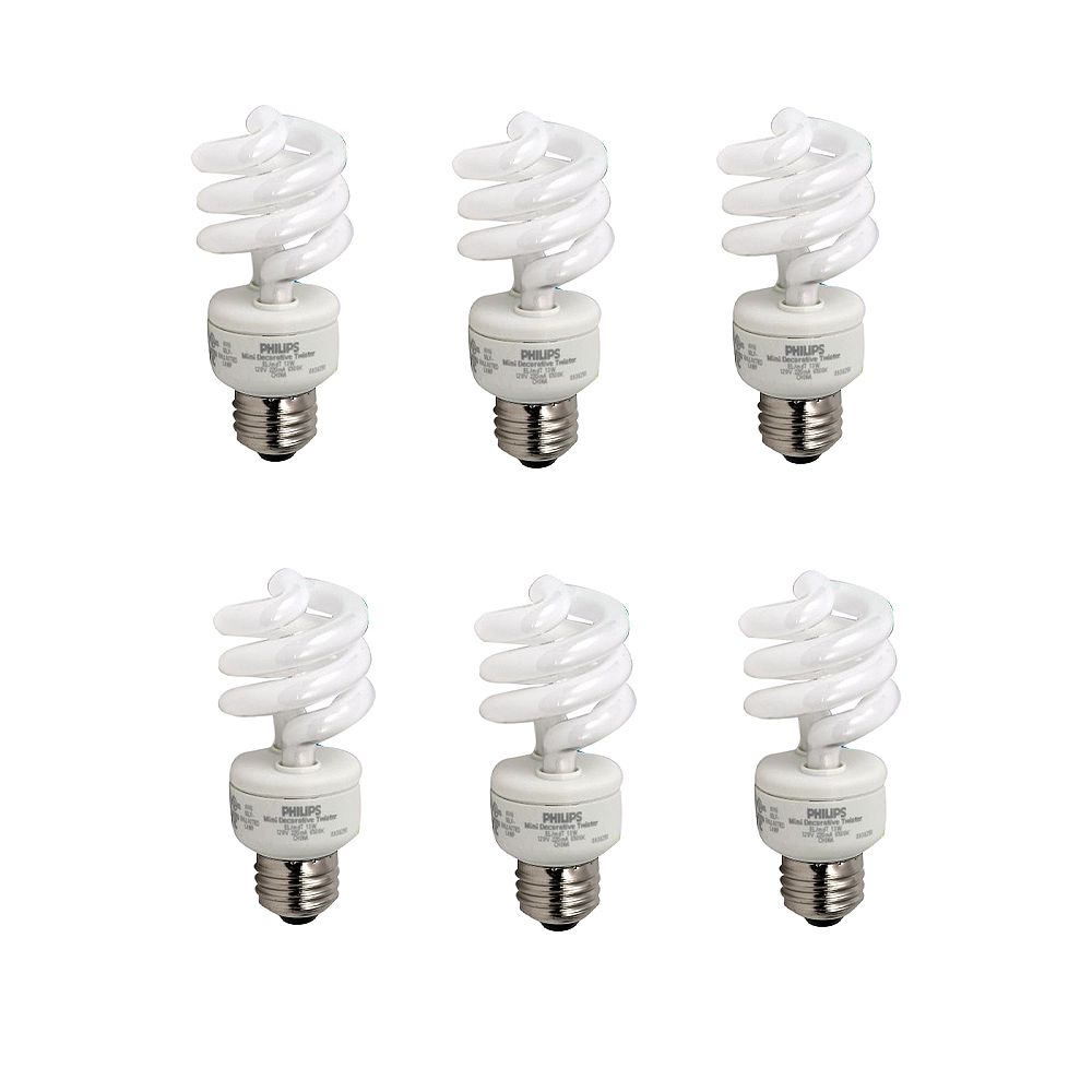 Philips 13W = 60W Daylight (6500K)Mini Twister CFL Light Bulb (6Pack