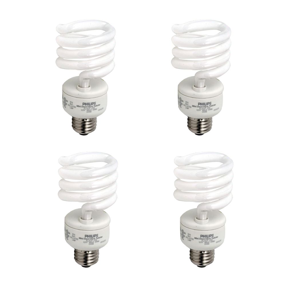 Philips 23W = 100W Daylight (6500K) Mini Twister CFL Light Bulb (4-Pack ...