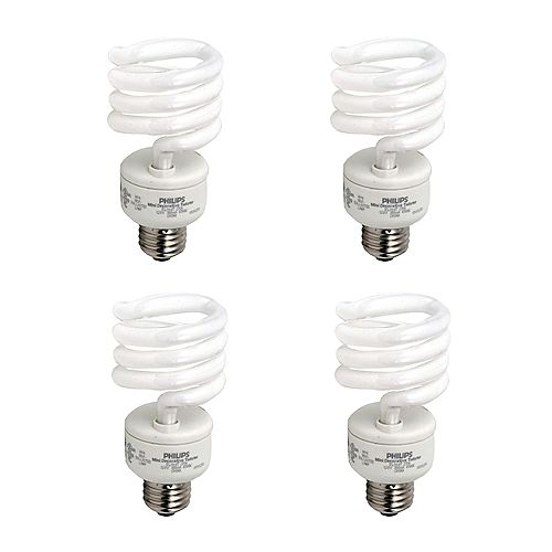 23W = 100W Daylight (6500K) Mini Twister CFL Light Bulb (4-Pack)