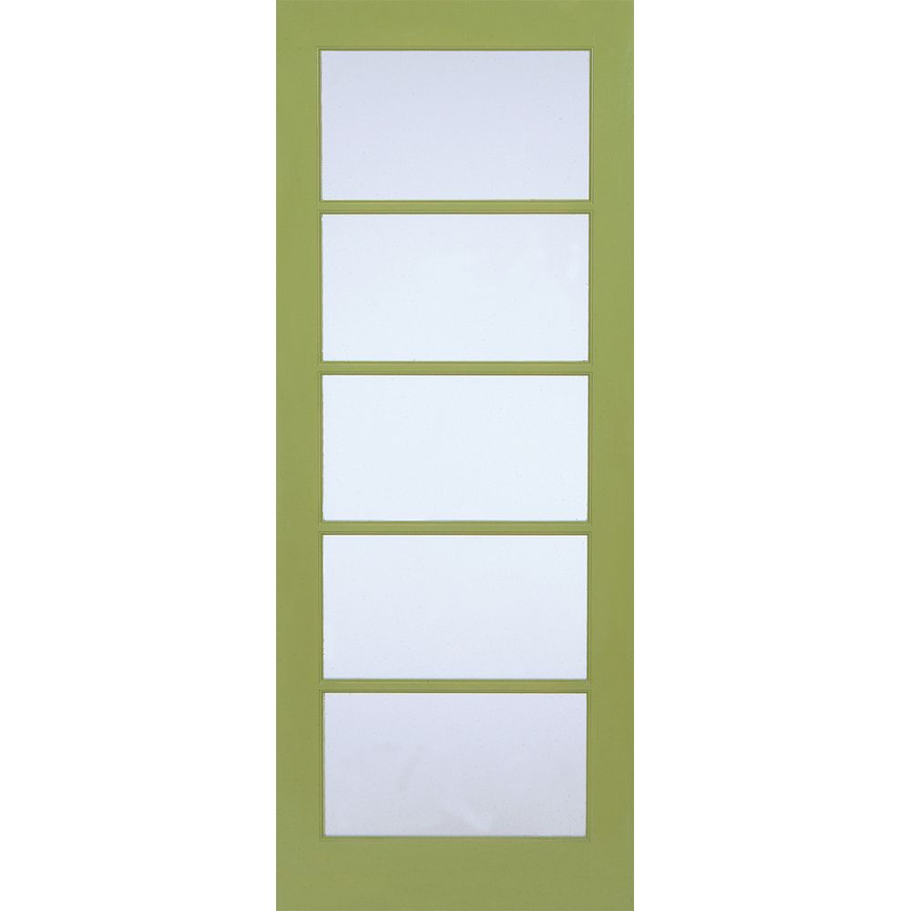 Milette 24inch x 80inch Primed 5 Lite Door with Privacy Screen Glass