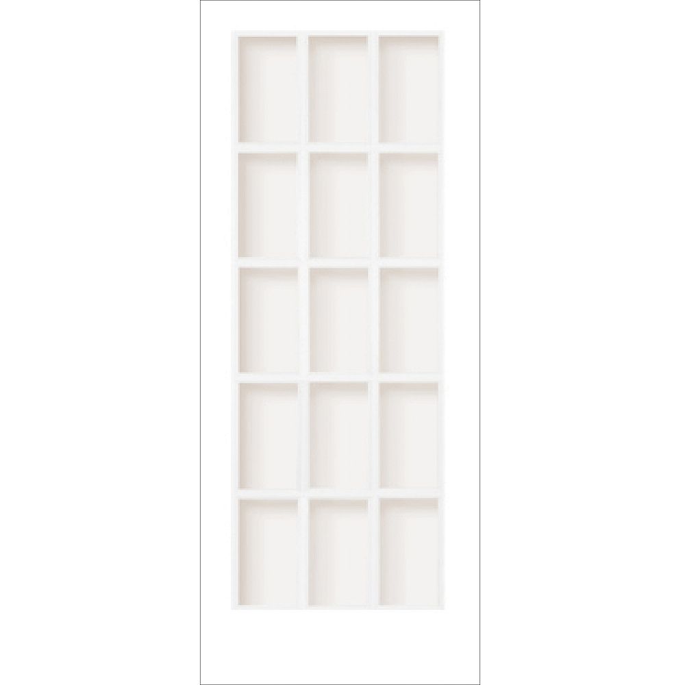 Milette 30-inch x 80-inch Primed 15 Lite Interior French Door with Clear Glass