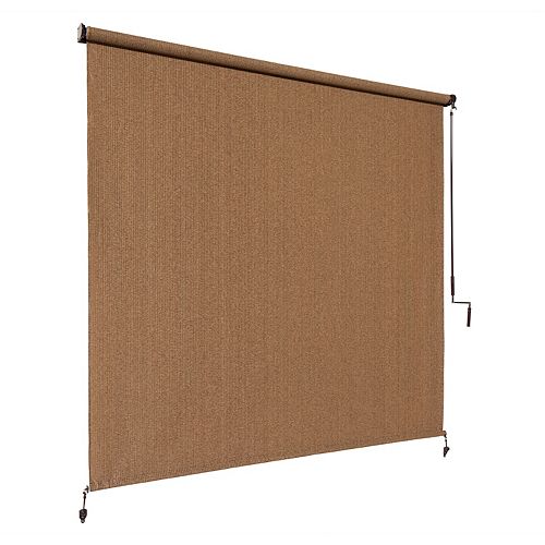 6 ft. x 8 ft. Outdoor Crank Roller Shade with 95% UV Protection in Walnut