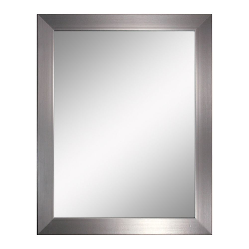 x 28 in. Modern Brush Nickel Mirror 
