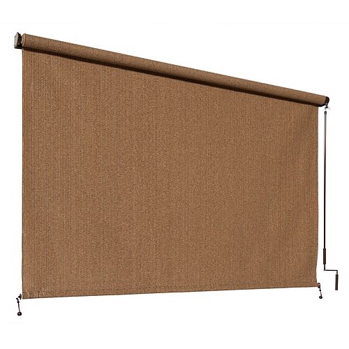 8 ft. x 8 ft. Outdoor Crank Roller Shade with 95% UV Protection in Walnut