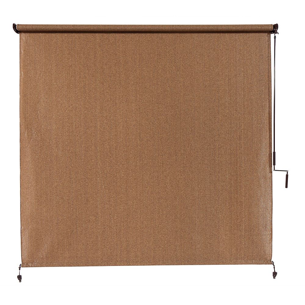 Coolaroo 10 Ft X 8 Outdoor Crank Roller Shade With 95 Uv Protection In Walnut The Home Depot Canada Outdoor Crank Roller Shade, Patio Solar Shades Canada