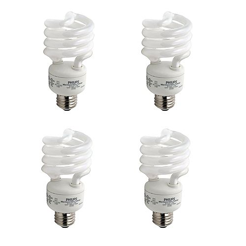 23W = 100W Bright White (5000K) Mini Twister CFL Light Bulb (4-Pack)