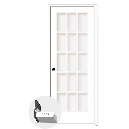 30-inch x 80-inch Primed 15 Lite Prehung French Door with Clear Glass