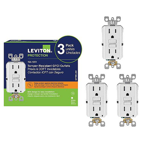 Decora 15 Amp Tamper-Resistant Slim GFCI Receptacle (3-Pack)