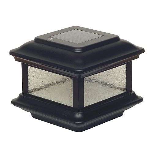 Classy Caps Colonial 3.5 inch x 3.5 inch Outdoor Black Cast Aluminum LED Solar Post Cap