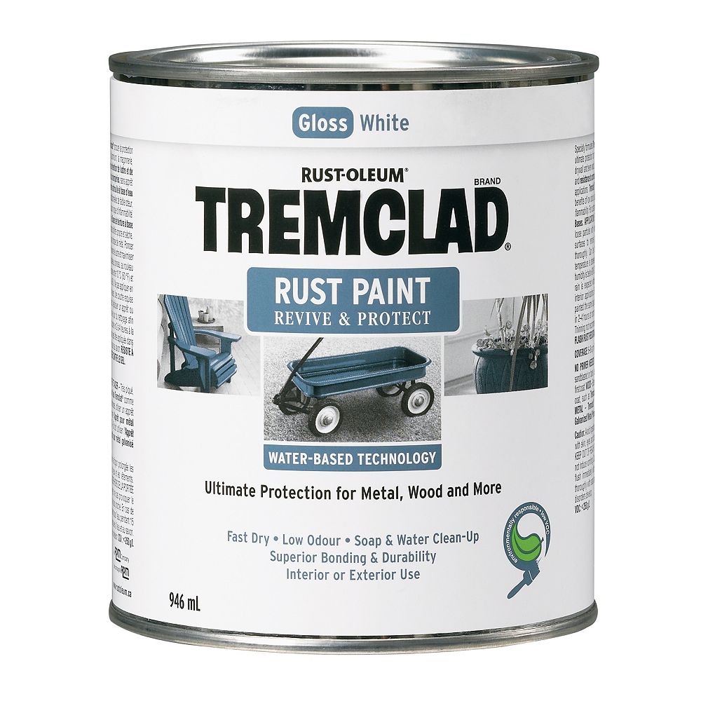 TREMCLAD WaterBased Rust Paint In Gloss White, 946 mL The Home Depot