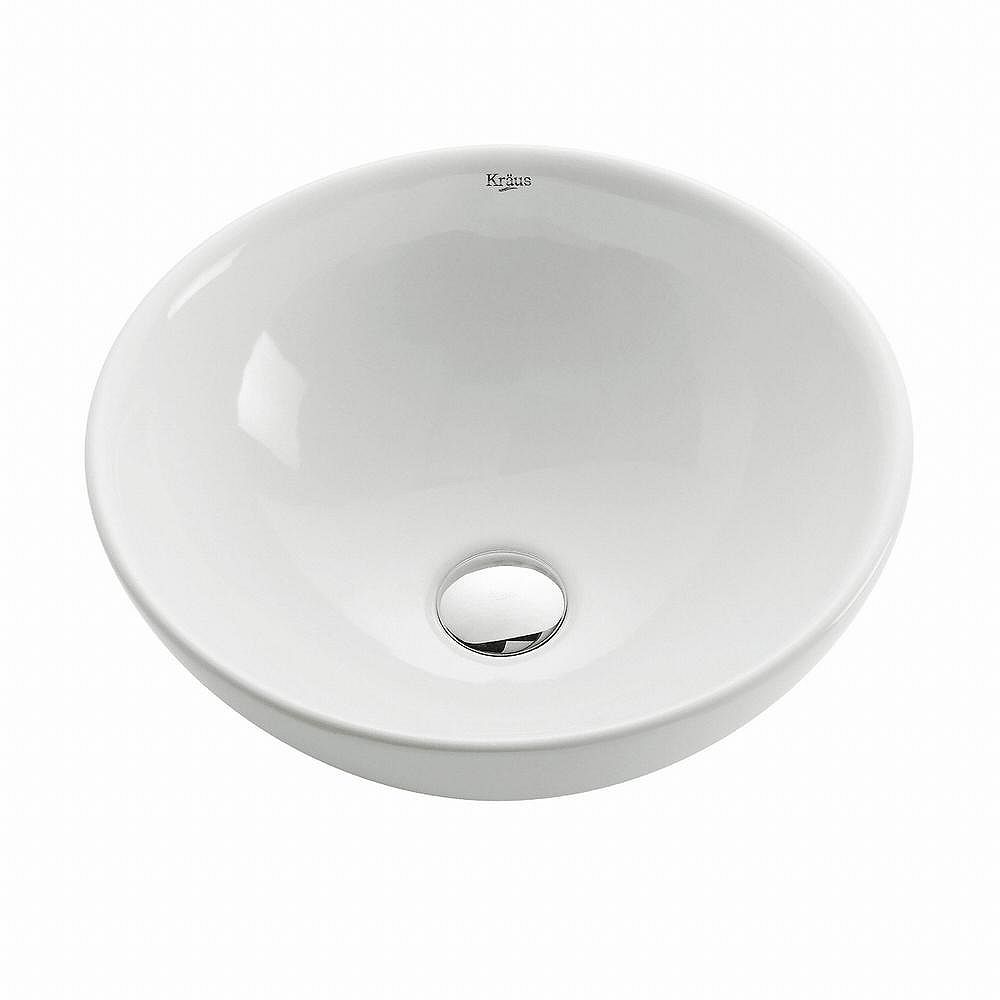 Kraus Round Ceramic Bathroom Sink In White The Home Depot Canada