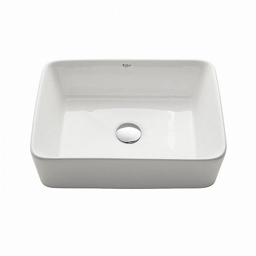 19.20-inch x 5.28-inch x 15.20-inch Rectangular Ceramic Bathroom Sink