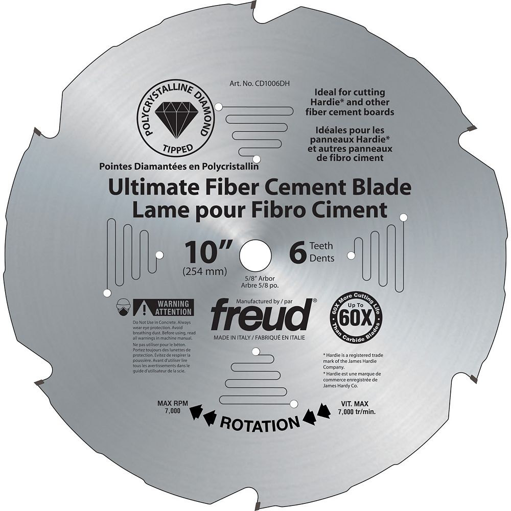 Freud 10inch x 6 Tooth Diamond Tipped Circular Saw Blade for Ultimate