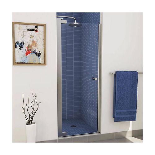 Insight 24-1/2 - 26-1/2W x 67H Frameless Pivot Shower Door in Chrome with Clear Glass