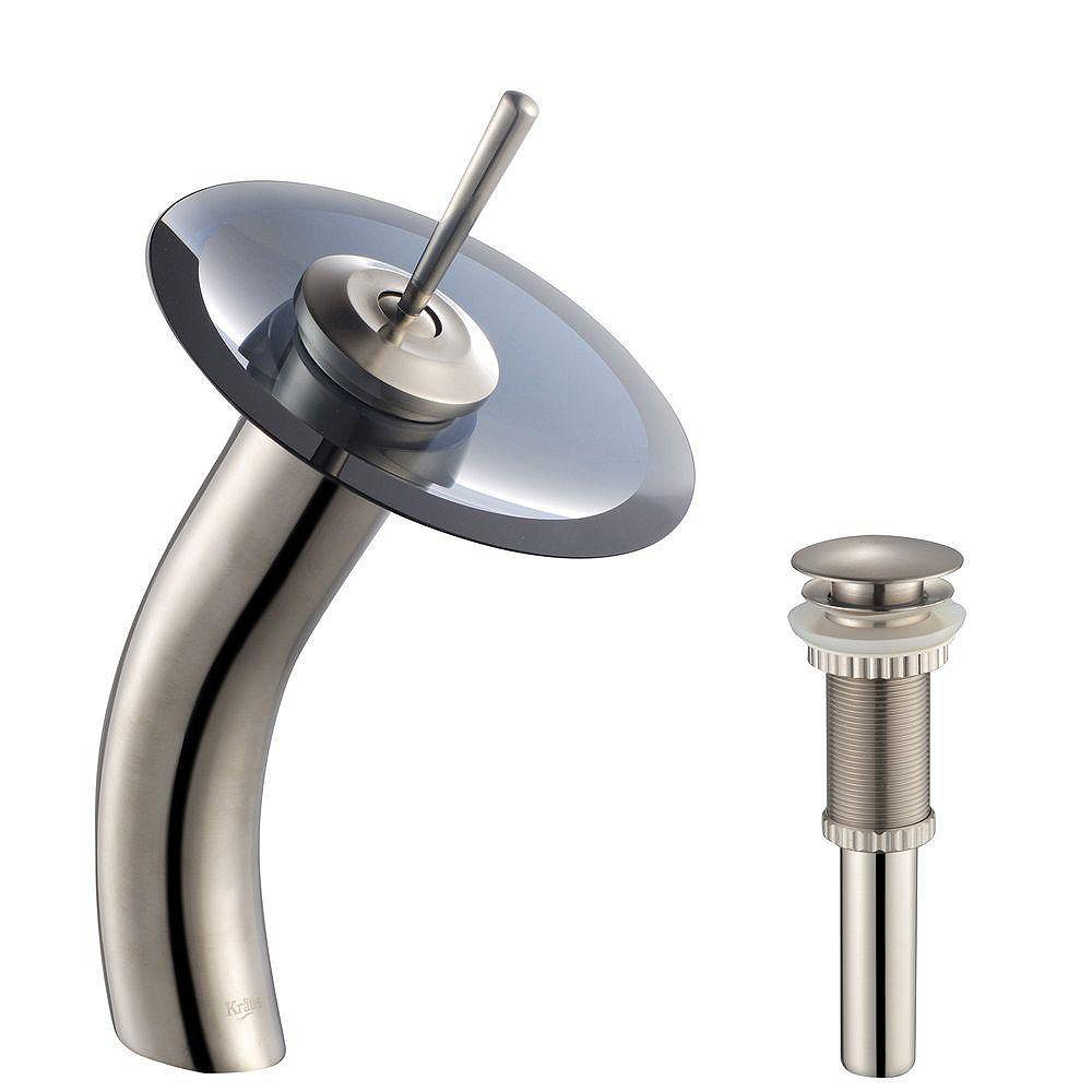 Kraus Single Hole 1Handle WaterfallFlow Bathroom Faucet in Satin