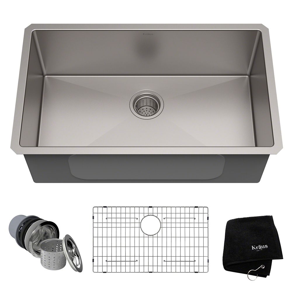 Kraus 30 Inch Single Bowl Undermount Kitchen Sink In 16 Gauge Stainless   P 1000668271 