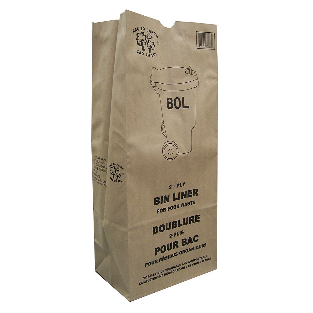 Bag to Earth 80L 2Ply Kraft Paper Bin Liner (10Pack) The Home Depot