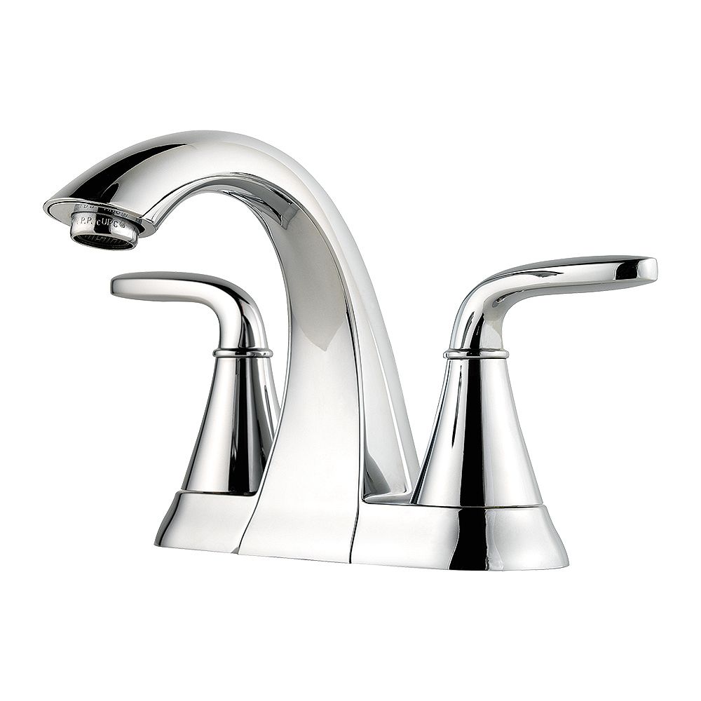 Pfister Pasadena Centerset 4 Inch 2 Handle Mid Arc Bathroom Faucet In Chrome With Lever