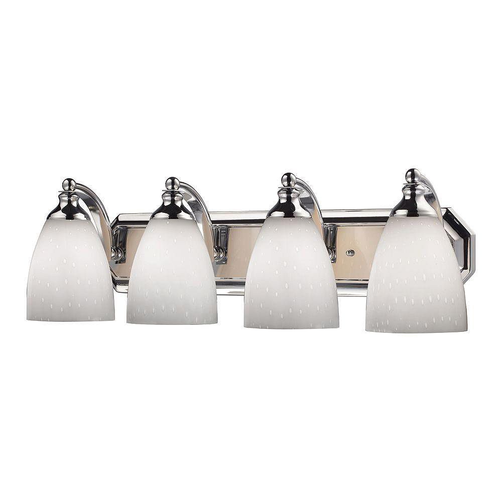 Titan Lighting 4Light Polished Chrome With Simple White Glass Bath