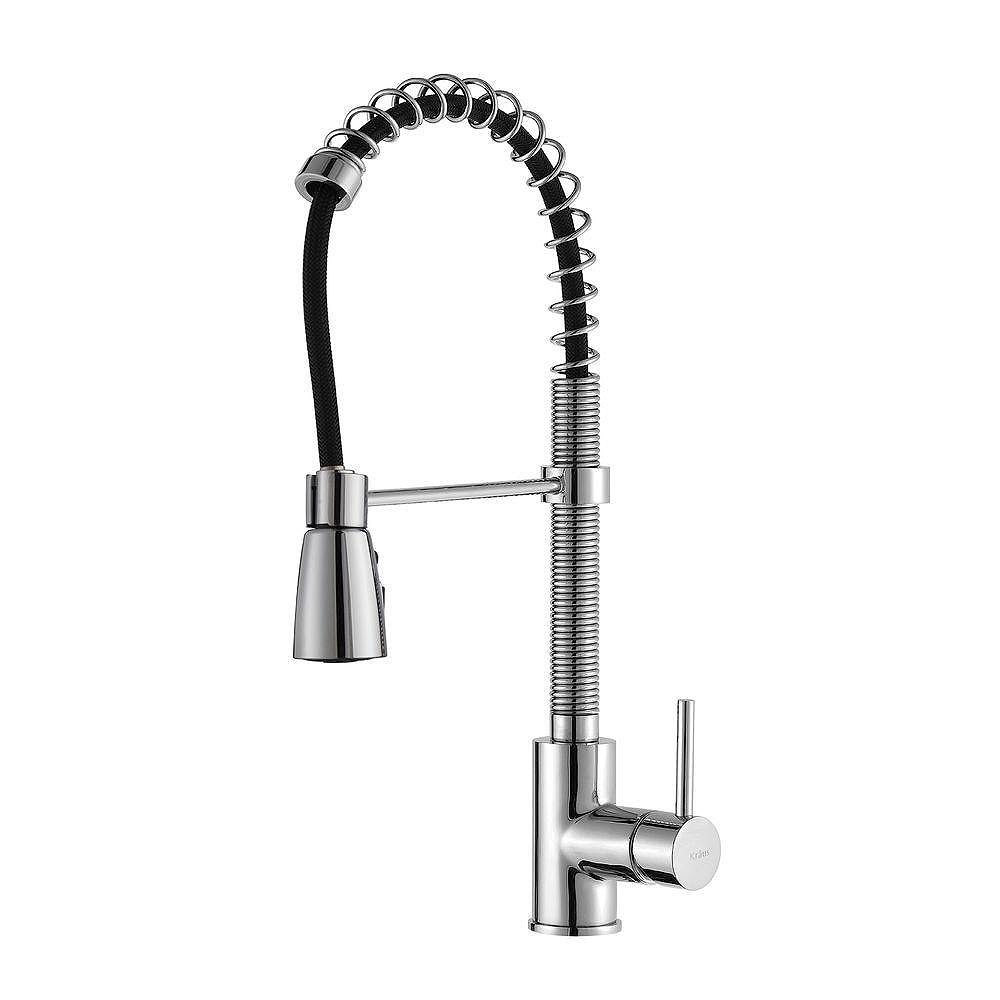 Kraus Commercial Style Single Handle Pull Down Kitchen Faucet With 3 Function Sprayer The Home Depot Canada