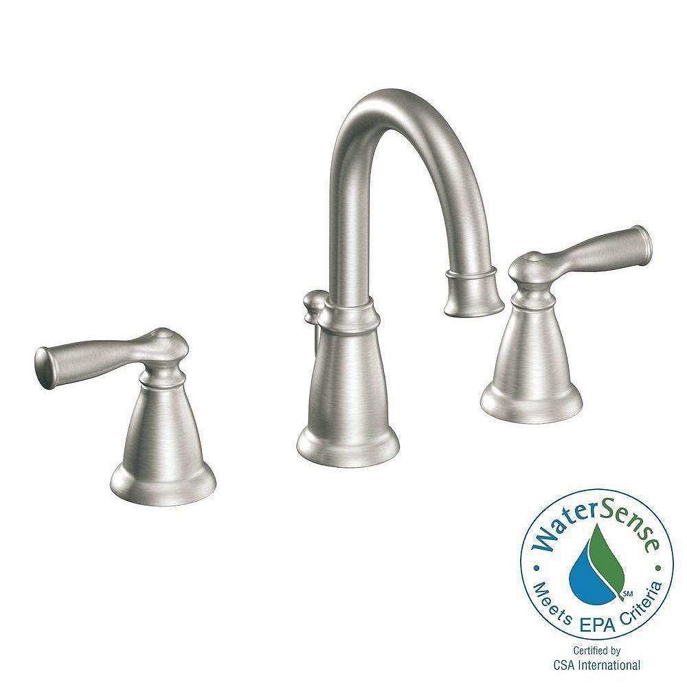 Moen Banbury Widespread 8 Inch 2 Handle High Arc Bathroom Faucet In Brushed Nickel With The Home Depot Canada