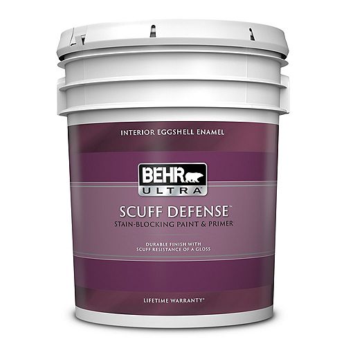 SCUFF DEFENSE Interior Eggshell Enamel Paint & Primer in Ultra Pure White, 18.9 L