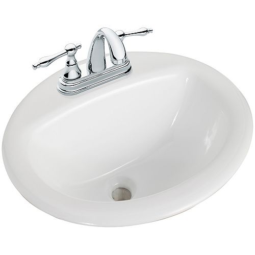 Round Drop-In Bathroom Sink in White