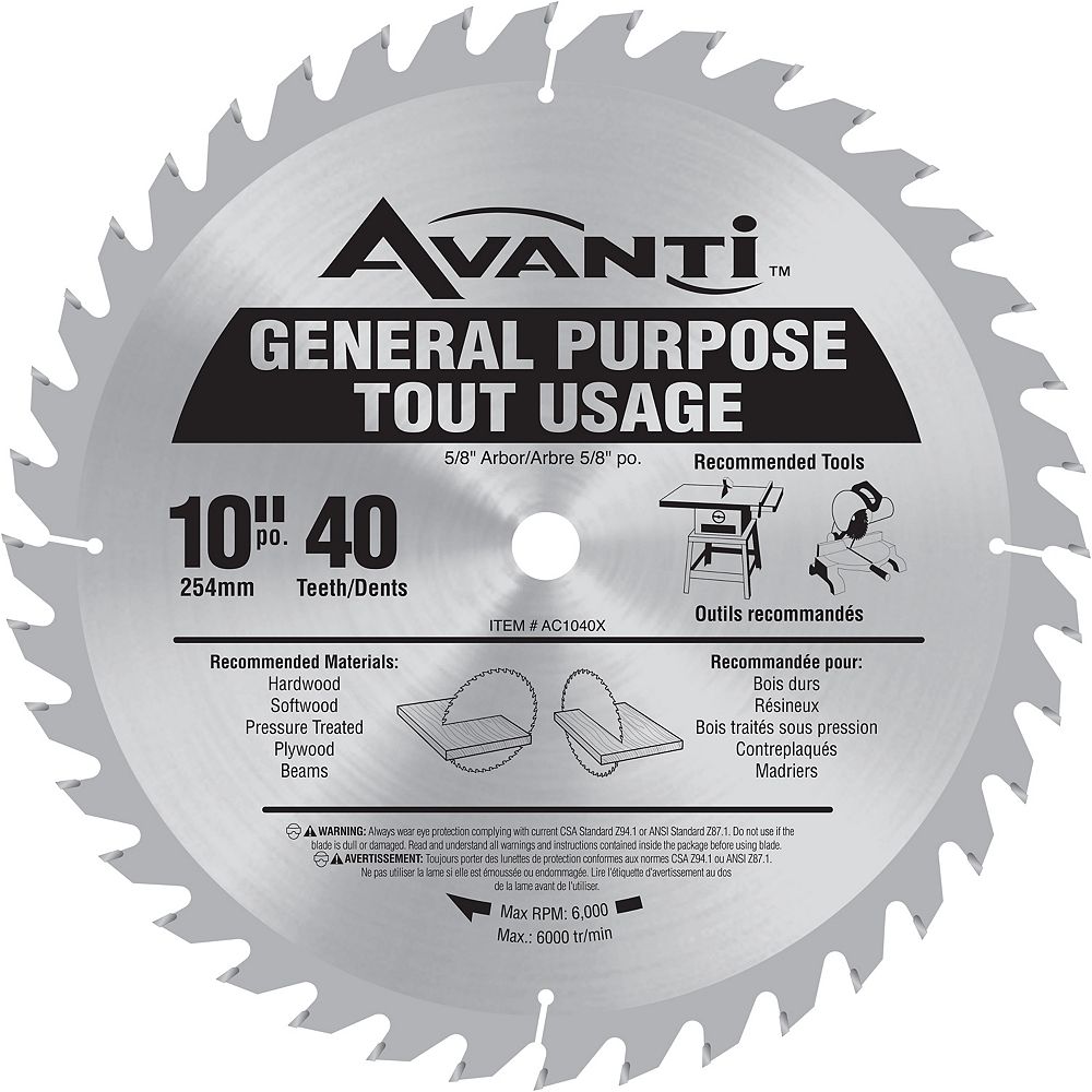 Avanti 10inch x 40 Tooth Carbide Tipped General Purpose Mitre/Table