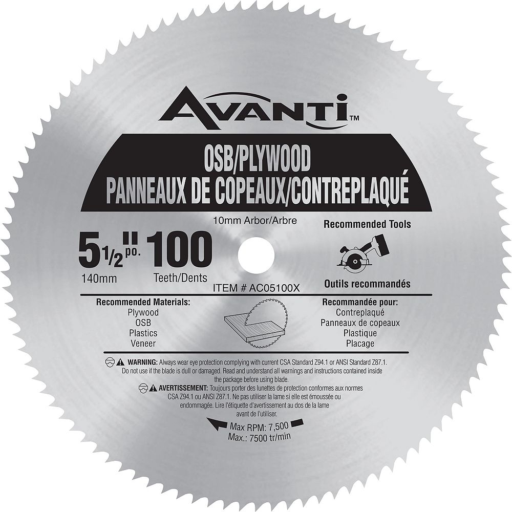 Avanti 5 1/2inch x 100 Tooth Carbide Tipped Trim Saw Blade for Wood