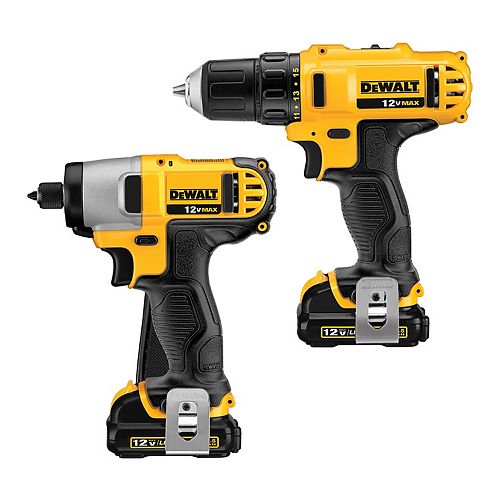 DEWALT 12V MAX Li-Ion Cordless Drill/Driver and Impact Combo Kit (2-Tool) w/ (2) Batteries 1.5Ah, Charger and Bag