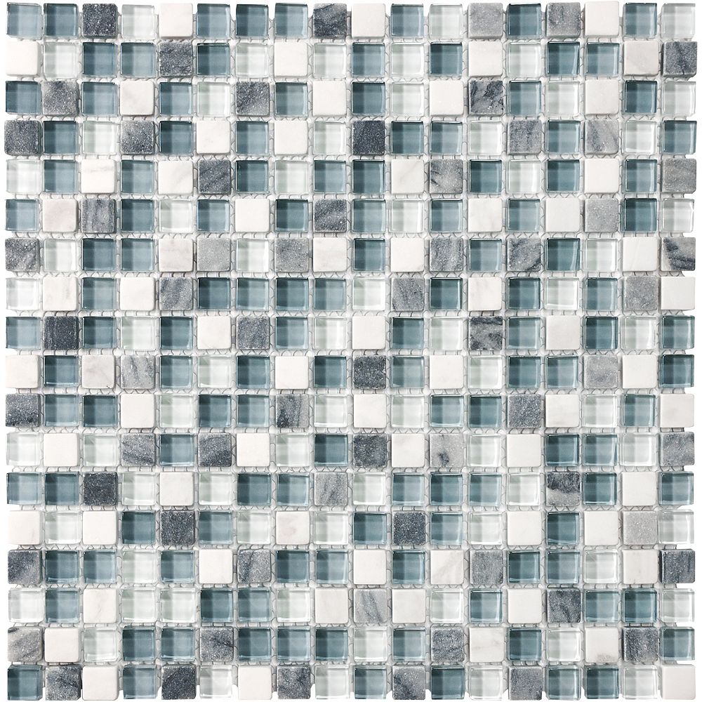 Enigma 5/8-Inch x 5/8-Inch Waterfall Glass Stone Blend Mosaic Tile ...