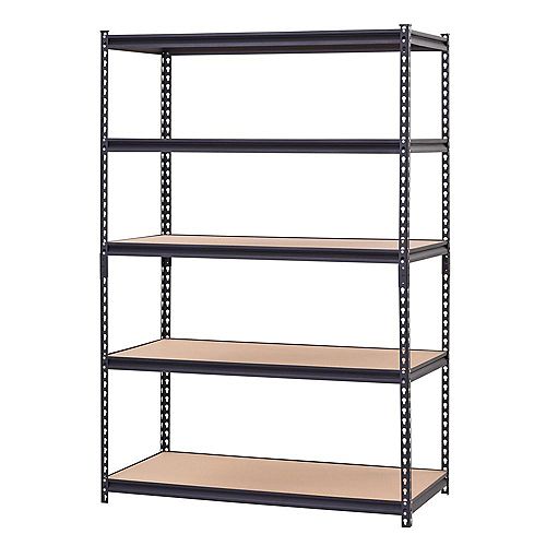 48-inch W 5-Level Heavy Duty Steel Shelving Unit in Black