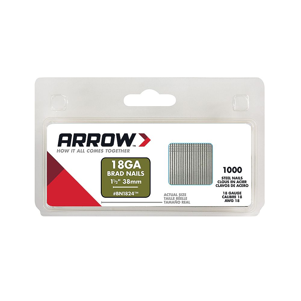 Arrow 1 1/2 Inch Brad Nails (1000Pack) The Home Depot Canada