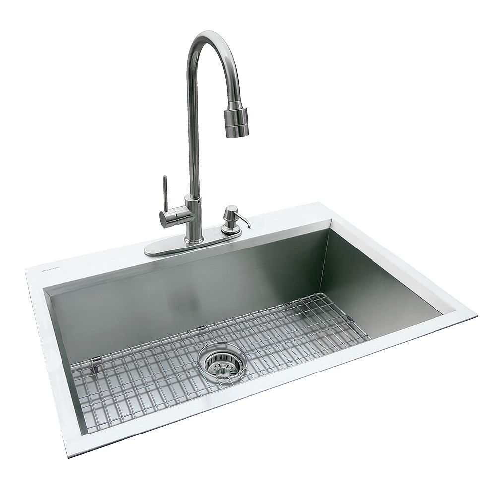 Glacier Bay Dual Mount 31 5 Inch X 20 5 Inch X 10 Inch Deep Welded Single Bowl Kitchen Sin The Home Depot Canada