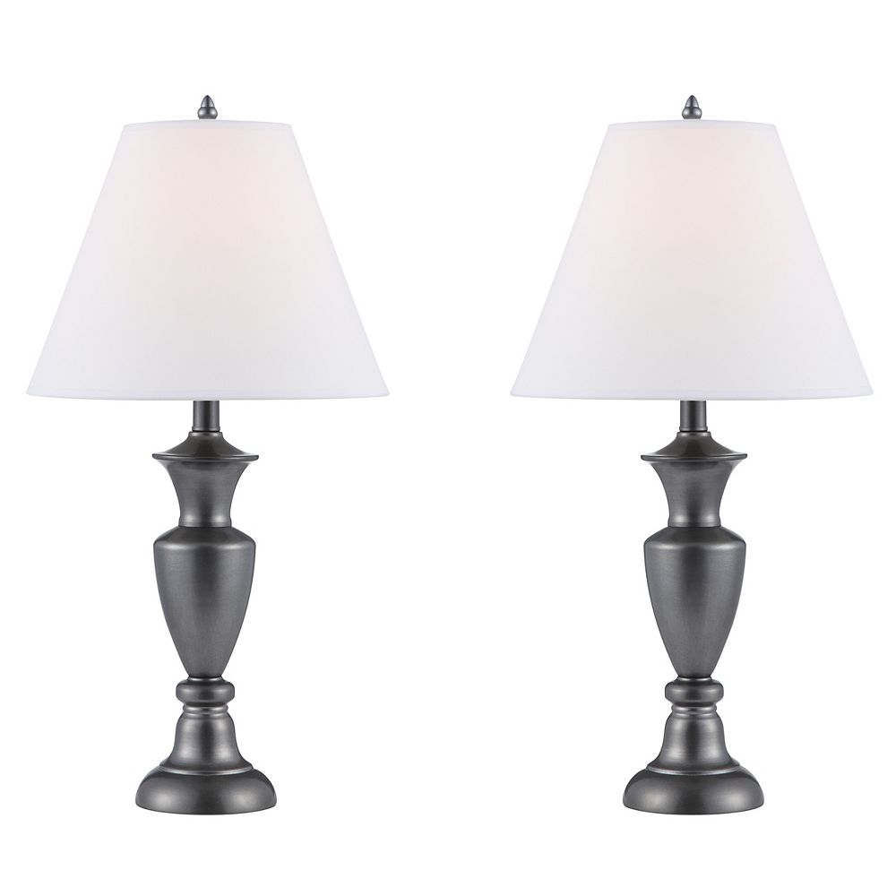 Hampton Bay Set of Two Table Lamps, Antique Pewter - 24.75 Inch | The