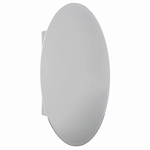 20-inch W x 30-inch H Recessed or Surface-Mount Bathroom Medicine Cabinet with Oval Beveled Mirror