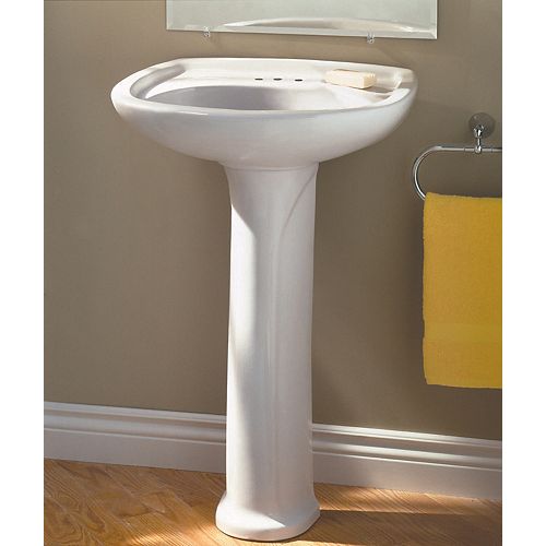 Marina Oval 4-inch Bathroom Pedestal Sink Basin in White