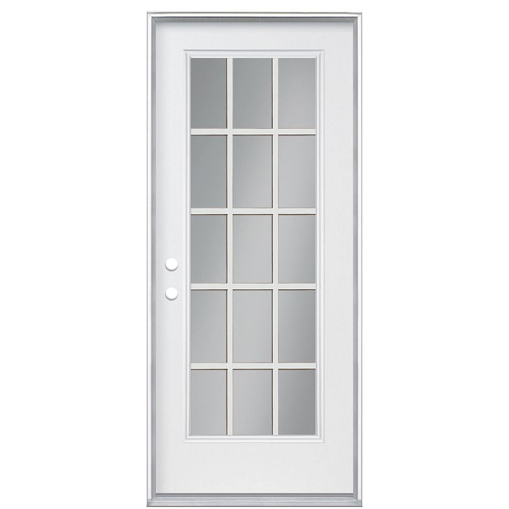 Masonite Grille intérieure de 32 pouces x 80 pouces 15 lumières Double porte d'entrée droi