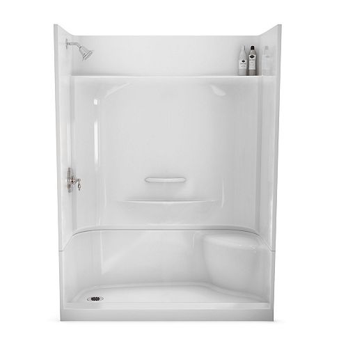 Essence 60L x 30W x 80H Rectangular Alcove Shower Stall 4-Piece Shower Stall with Right-Seat in White